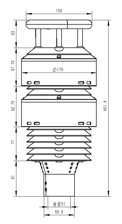 一体化大气环境传感器产品尺寸图